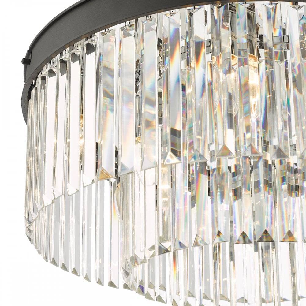 CEL4822 Celeus 6 Light Flush Matt Anthracite & Crystal