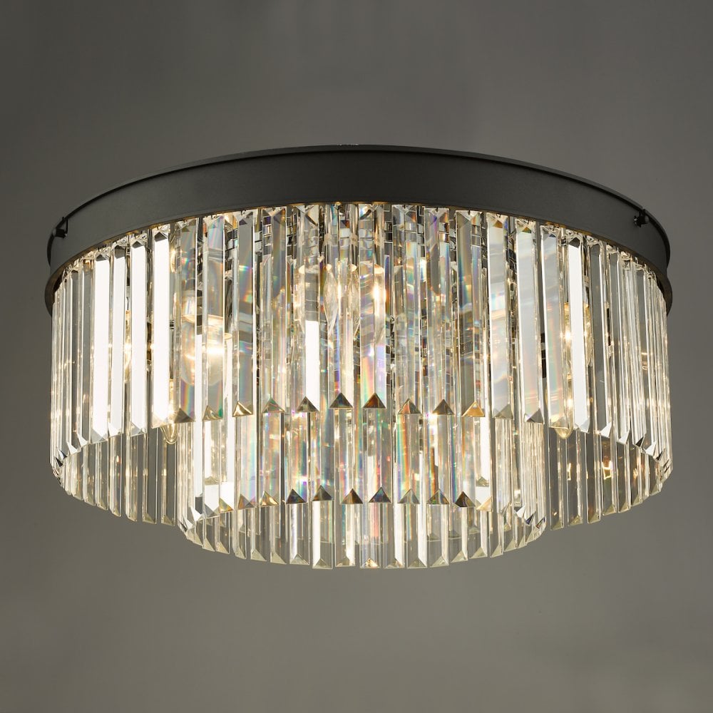 CEL4822 Celeus 6 Light Flush Matt Anthracite & Crystal
