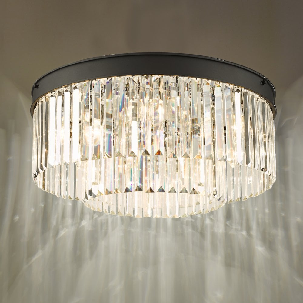 CEL4822 Celeus 6 Light Flush Matt Anthracite & Crystal