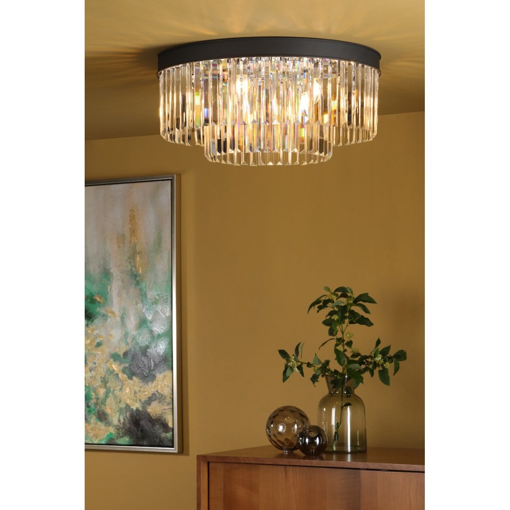 CEL4822 Celeus 6 Light Flush Matt Anthracite & Crystal