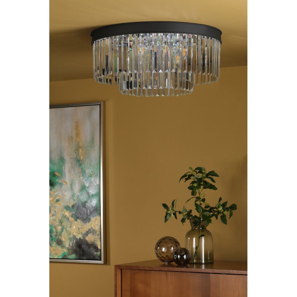 CEL4822 Celeus 6 Light Flush Matt Anthracite & Crystal