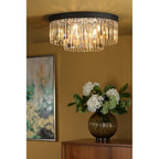 CEL4822 Celeus 6 Light Flush Matt Anthracite & Crystal