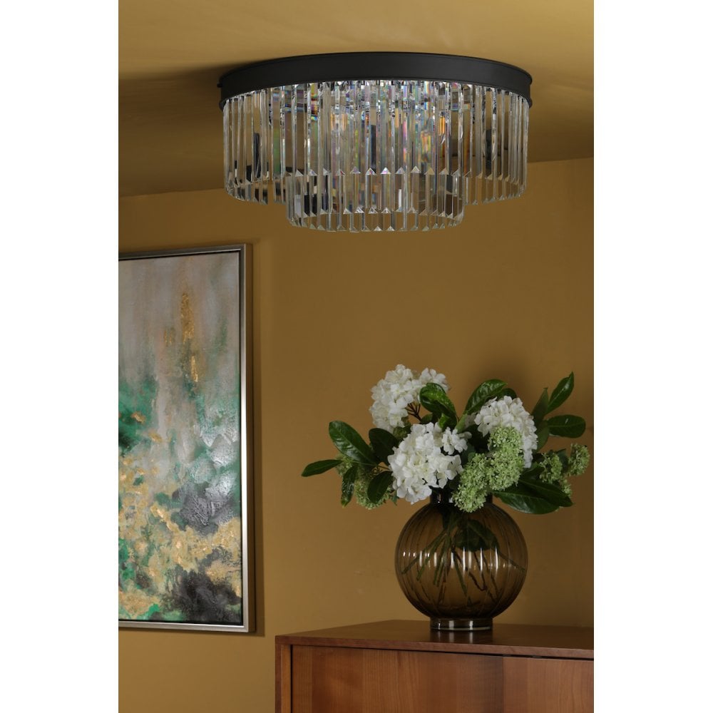 CEL4822 Celeus 6 Light Flush Matt Anthracite & Crystal