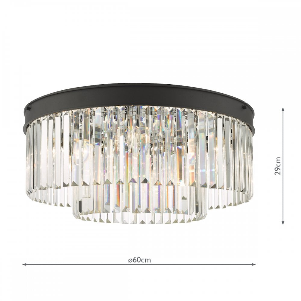 CEL4822 Celeus 6 Light Flush Matt Anthracite & Crystal