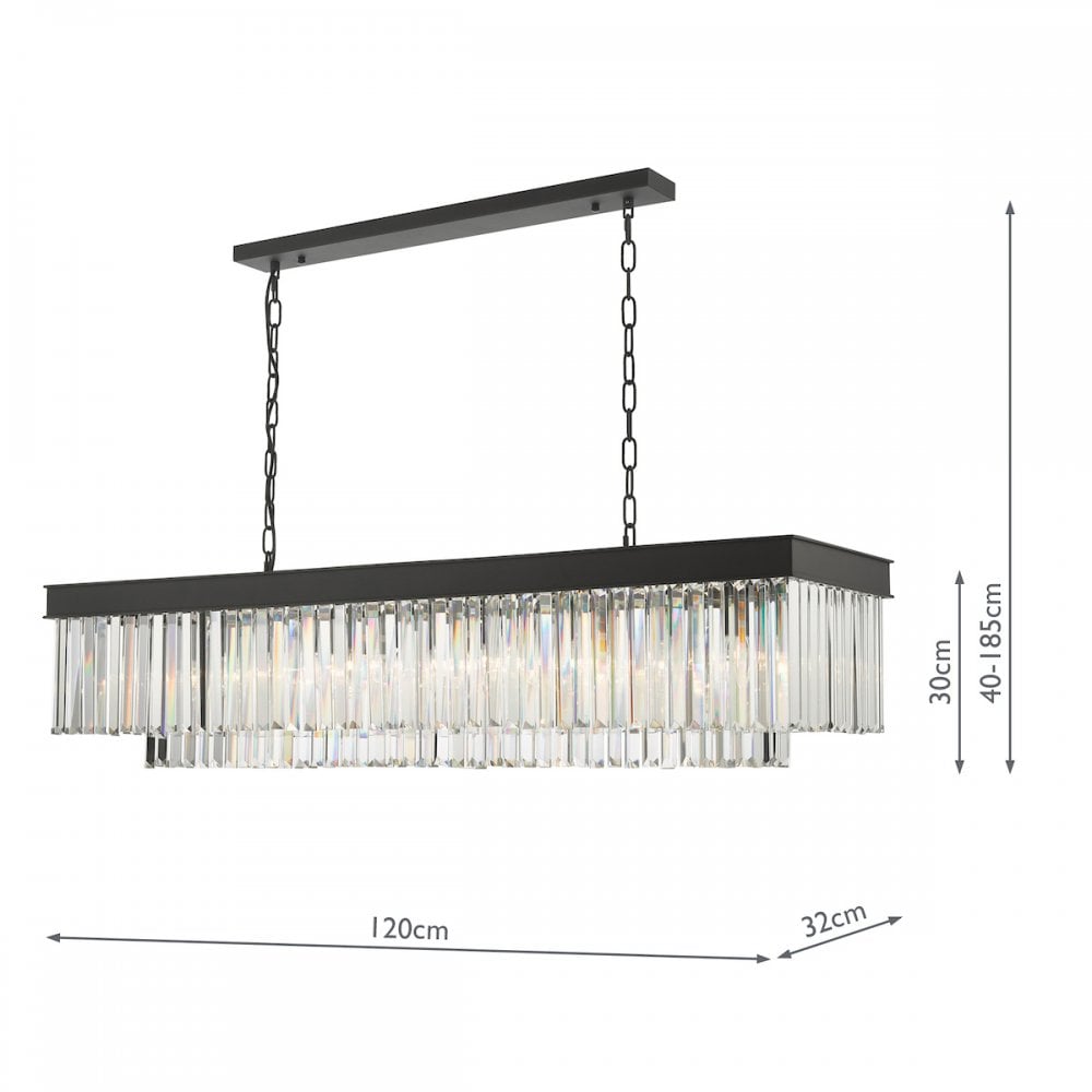 CEL6422 Celeus 6 Light Bar Pendant Anthracite & Crystal