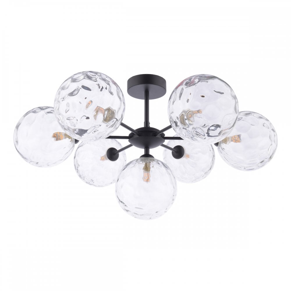 COH3422-12 Cohen 7 Light Semi Flush Matt Black Moulded Glass