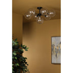COH3422-12 Cohen 7 Light Semi Flush Matt Black Moulded Glass