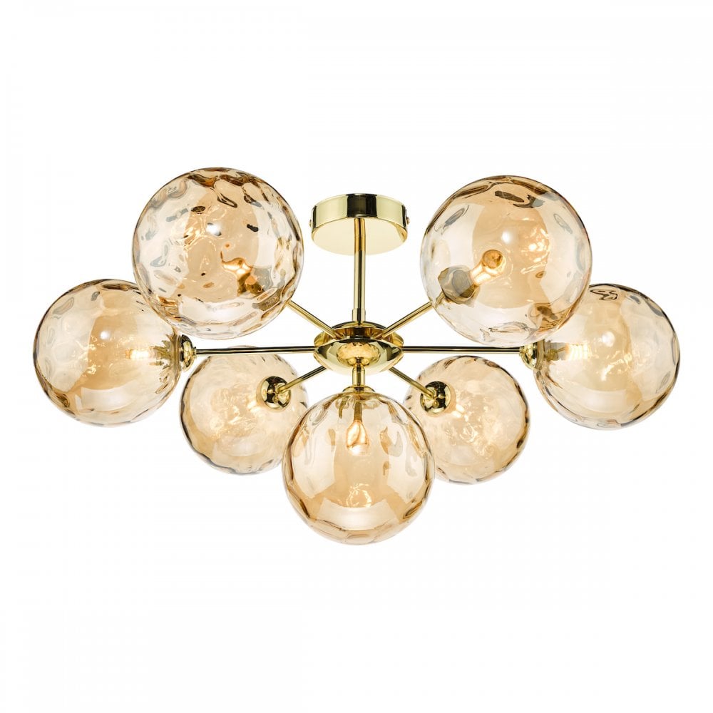COH3435-11 Cohen 7 Light Semi Flush Polished Gold Champagne Glass