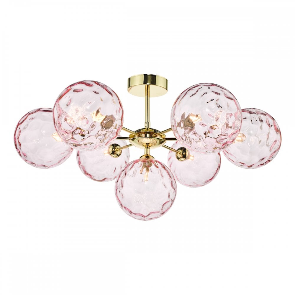 COH3435-11 Cohen 7 Light Semi Flush Polished Gold Champagne Glass