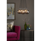 ELP342-10 Elpis 7 Light Cluster Pendant Polished Chrome Smoked Glass