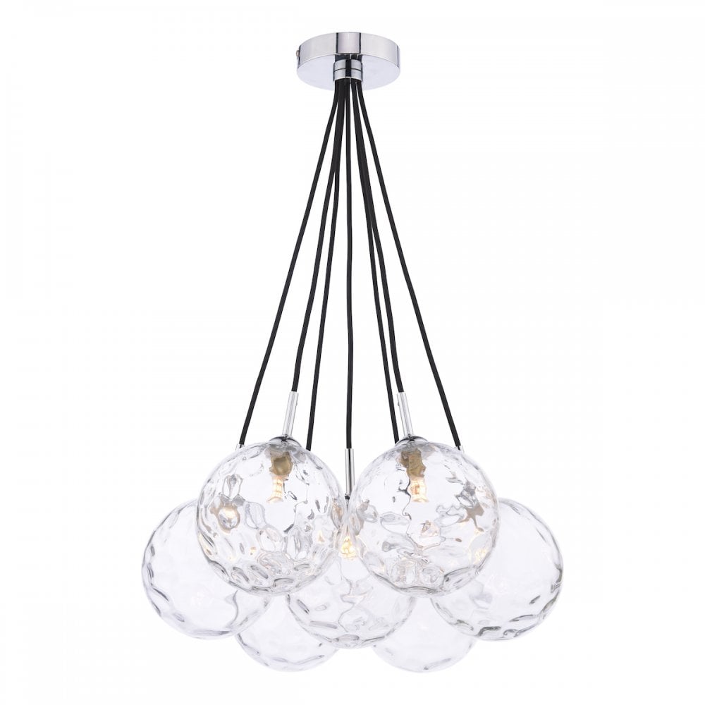 ELP342-12 Elpis 7 Light Cluster Pendant Polished Chrome Moulded Glass