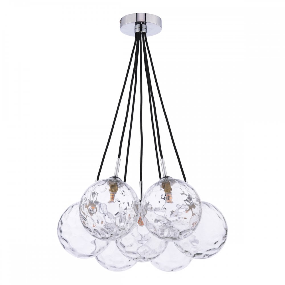 ELP342-12 Elpis 7 Light Cluster Pendant Polished Chrome Moulded Glass