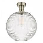 EME4861-E02 Emerson Semi Flush Antique Chrome Round Ribbed Glass