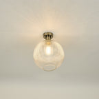 EME4861-E02 Emerson Semi Flush Antique Chrome Round Ribbed Glass