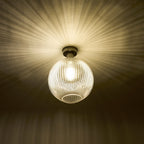 EME4861-E02 Emerson Semi Flush Antique Chrome Round Ribbed Glass