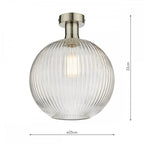 EME4861-E02 Emerson Semi Flush Antique Chrome Round Ribbed Glass