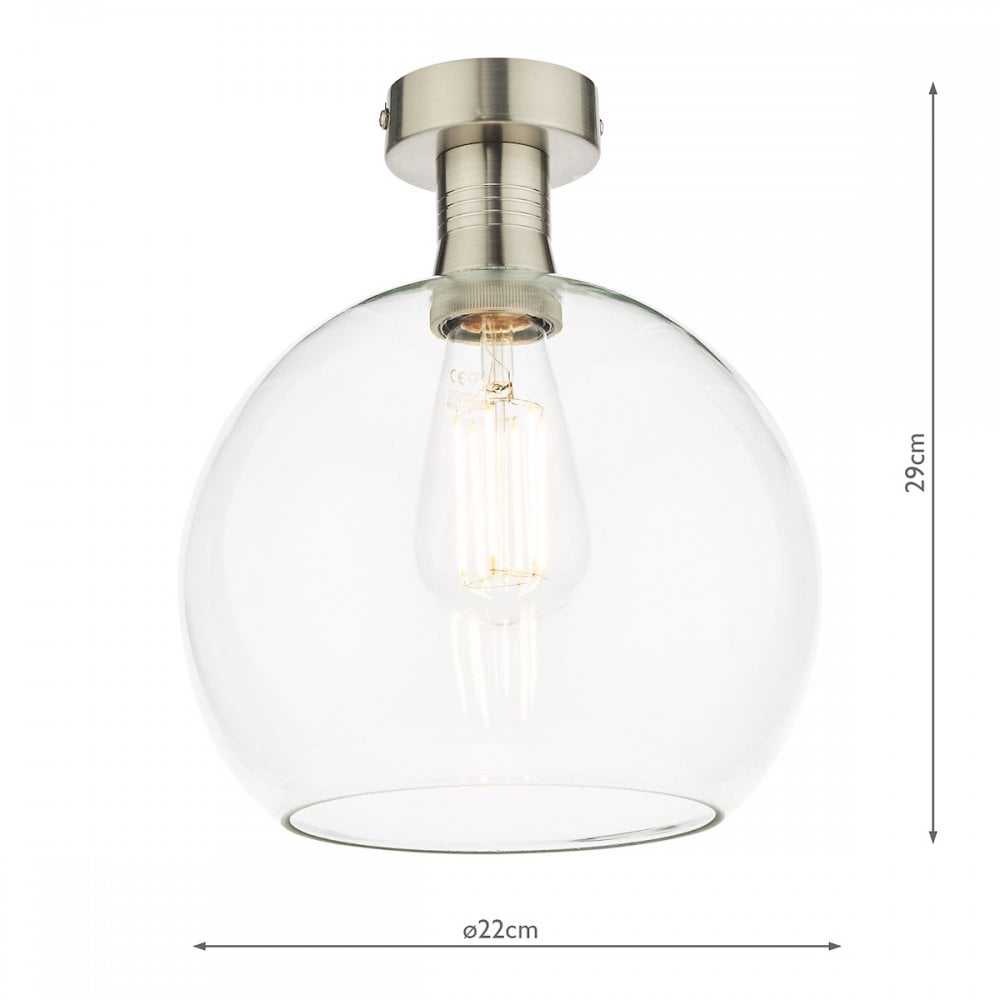 EME4861-E03 Emerson Semi Flush Antique Chrome Round Clear Glass