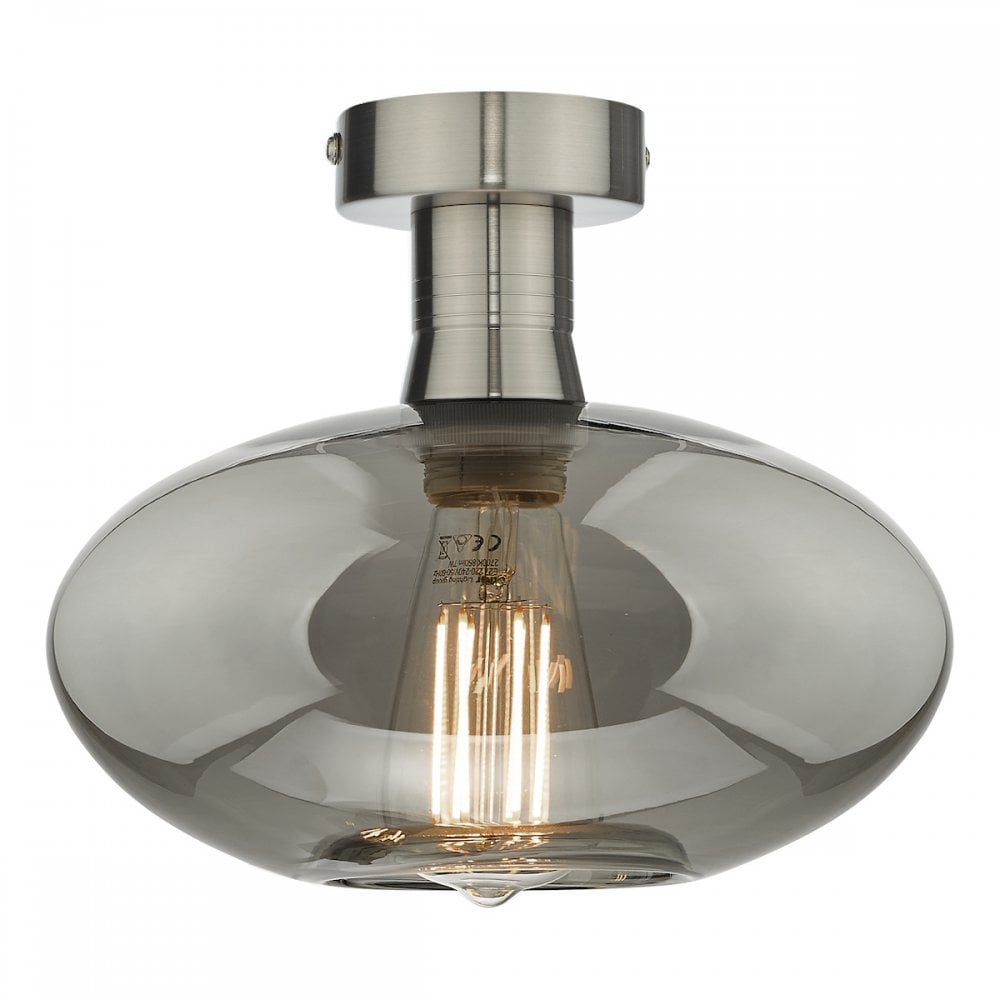 EME4861-E04 Emerson Semi Flush Antique Chrome Smoked Glass