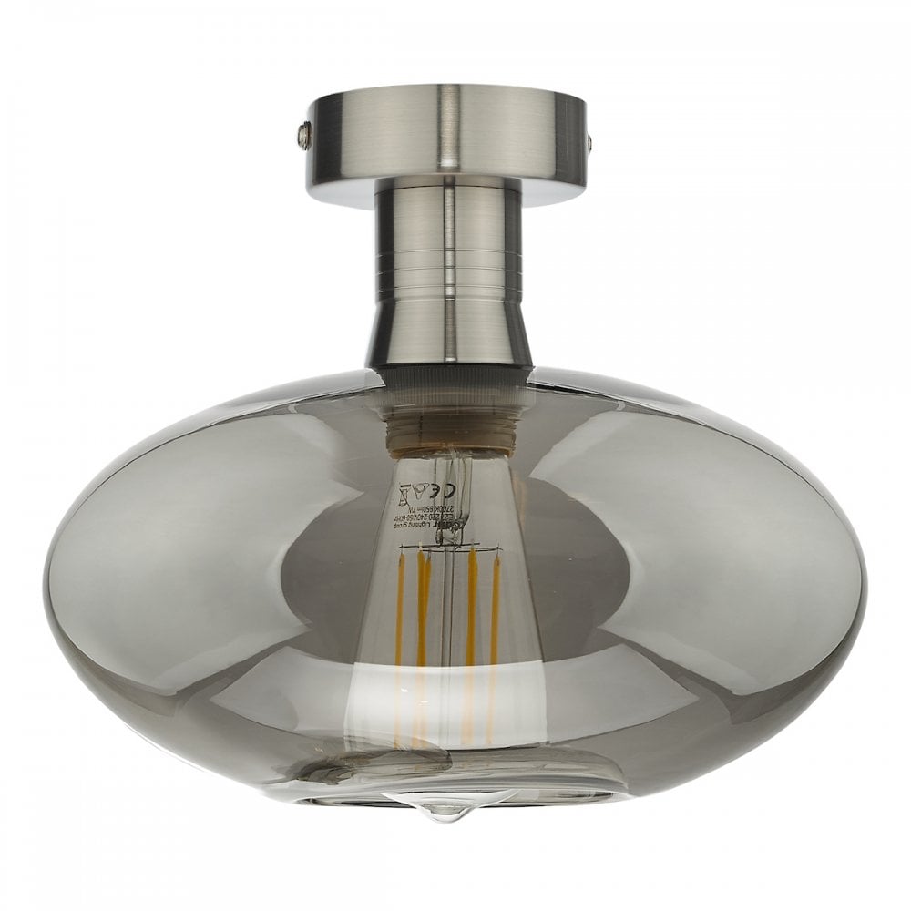 EME4861-E04 Emerson Semi Flush Antique Chrome Smoked Glass