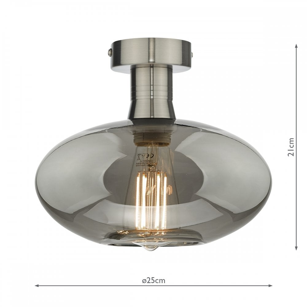 EME4861-E04 Emerson Semi Flush Antique Chrome Smoked Glass