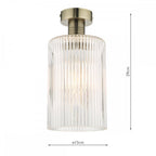 EME4875-E01 Emerson Semi Flush Antique Brass Cylinder Ribbed Glass