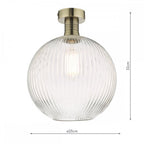 EME4875-E02 Emerson Semi Flush Antique Brass Round Ribbed Glass