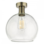 EME4875-E03 Emerson Semi Flush Antique Brass Round Clear Glass