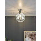 EME4875-E03 Emerson Semi Flush Antique Brass Round Clear Glass