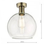 EME4875-E03 Emerson Semi Flush Antique Brass Round Clear Glass