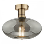 EME4875-E04 Emerson Semi Flush Antique Brass Smoked Glass