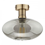 EME4875-E04 Emerson Semi Flush Antique Brass Smoked Glass