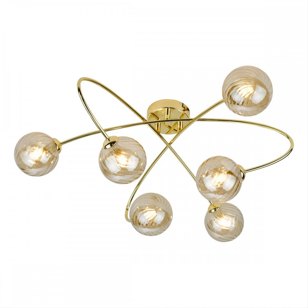 ETT6435 Etta 6 Light Semi Flush Polished Gold Champagne Glass