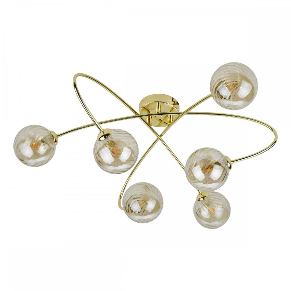ETT6435 Etta 6 Light Semi Flush Polished Gold Champagne Glass