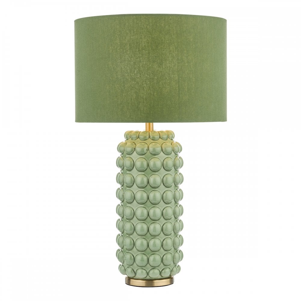 ETZ4224 Etzel Table Lamp Green Antique Brass With Shade