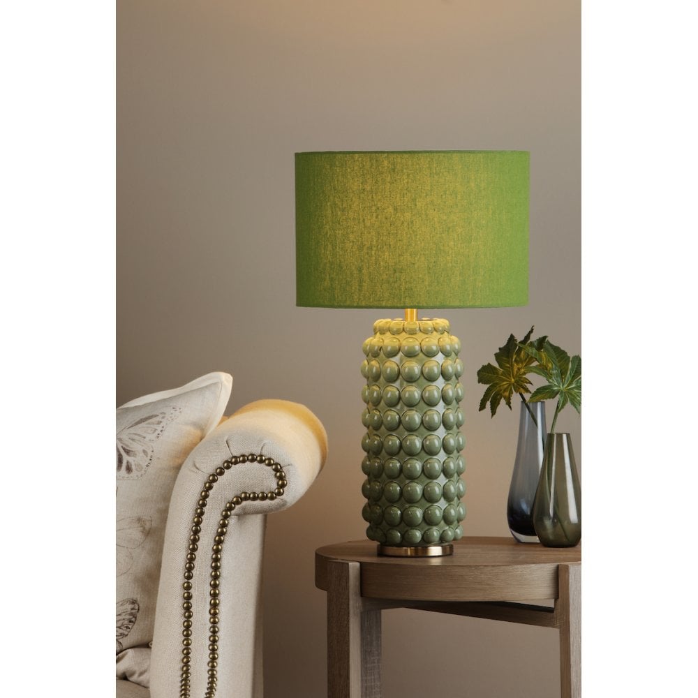 ETZ4224 Etzel Table Lamp Green Antique Brass With Shade