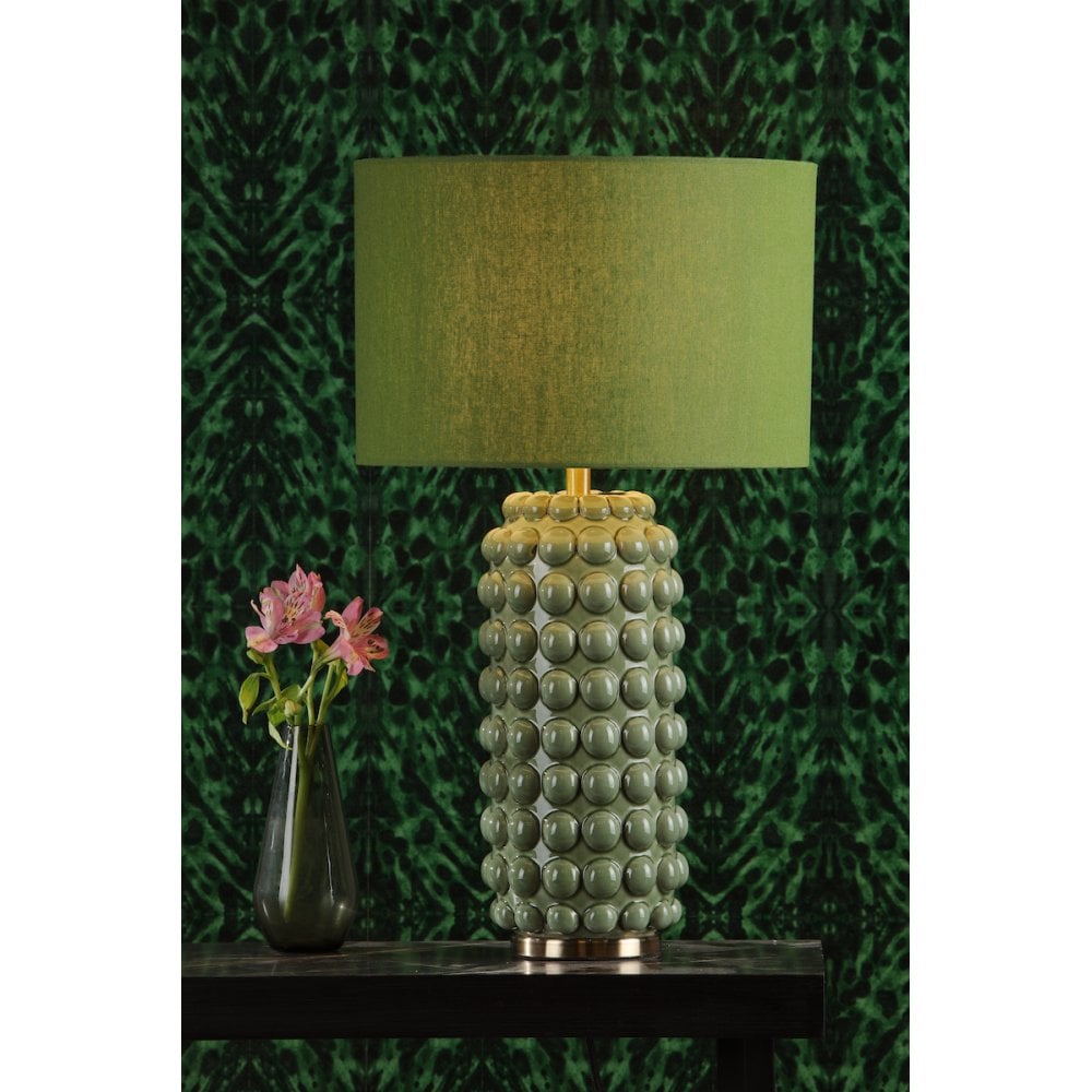 ETZ4224 Etzel Table Lamp Green Antique Brass With Shade