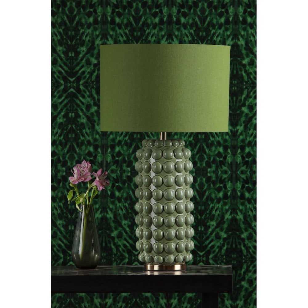 ETZ4224 Etzel Table Lamp Green Antique Brass With Shade