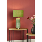 ETZ4224 Etzel Table Lamp Green Antique Brass With Shade
