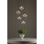 FED0522-12 Federico 5 Light Cluster Pendant Matt Black Clear Dimpled Glass