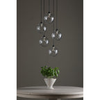FED0522-12 Federico 5 Light Cluster Pendant Matt Black Clear Dimpled Glass