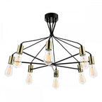 GAB0854 Gabriel 8 Light Pendant Satin Black Antique Gold