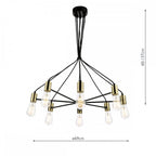 GAB0854 Gabriel 8 Light Pendant Satin Black Antique Gold