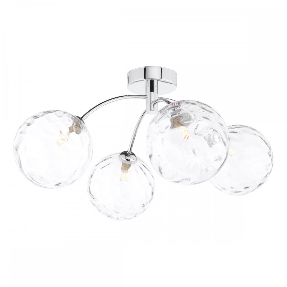 IZZ0450-12 Izzy 4 Light Semi Flush Polished Chrome Clear Dimpled Glass