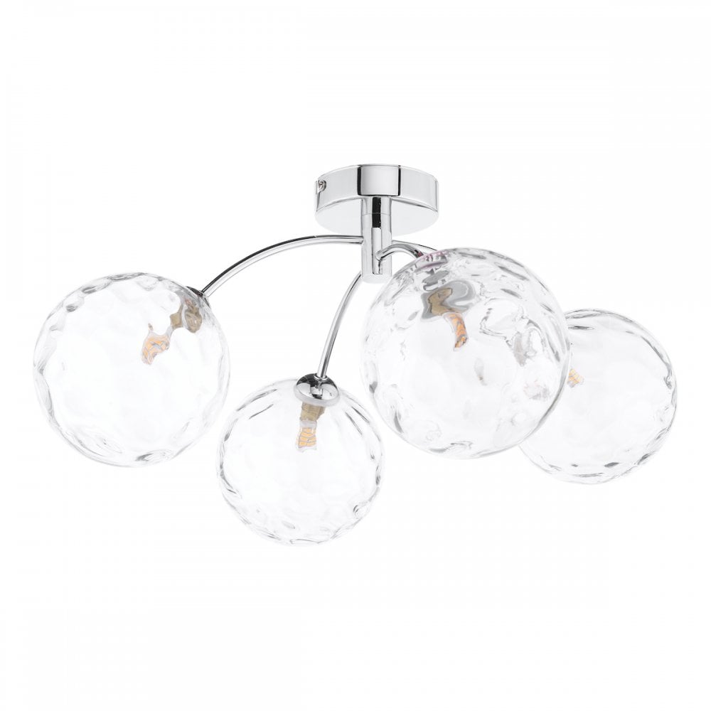 IZZ0450-12 Izzy 4 Light Semi Flush Polished Chrome Clear Dimpled Glass