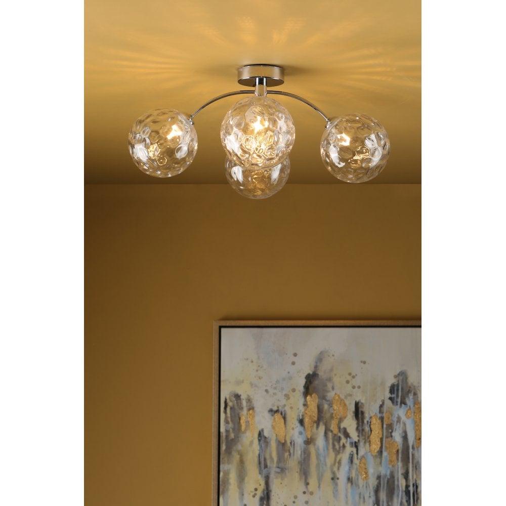 IZZ0450-12 Izzy 4 Light Semi Flush Polished Chrome Clear Dimpled Glass