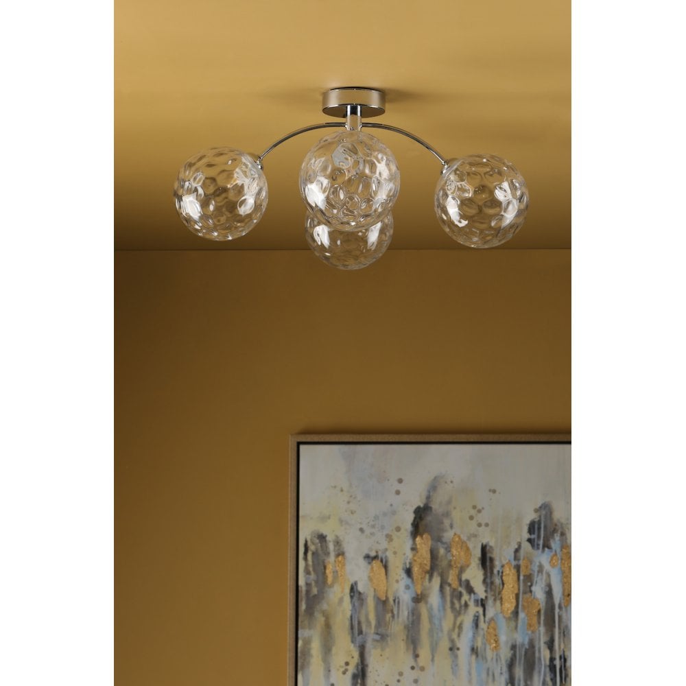 IZZ0450-12 Izzy 4 Light Semi Flush Polished Chrome Clear Dimpled Glass