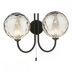 JAR0922-10 Jared 2 Light Wall Light Matt Black Smoked Dimpled Glass