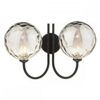 JAR0922-10 Jared 2 Light Wall Light Matt Black Smoked Dimpled Glass