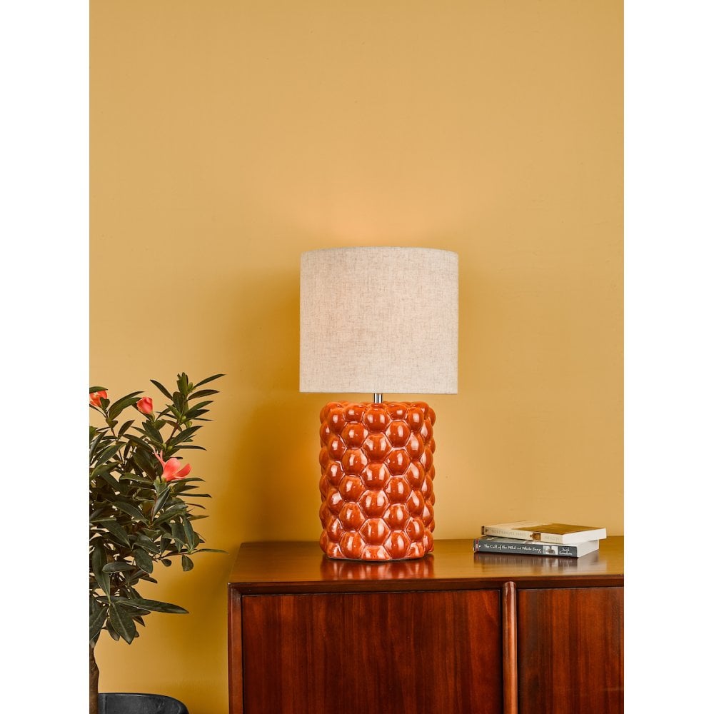 JAY4211 Jayden Table Lamp Orange Glaze With Shade