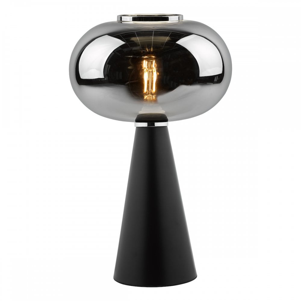 JEN4222 Jensen Table Lamp Smoked Glass Satin Black